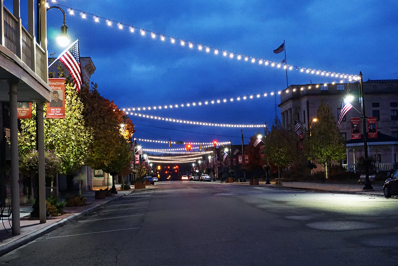 Downtown Logan lights